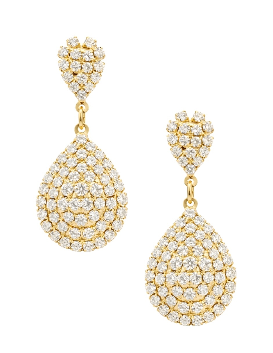 Set aretes de gota con acabado chapa de oro circonita 3