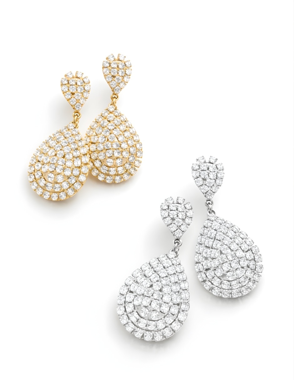 Set aretes de gota con acabado chapa de oro circonita 5