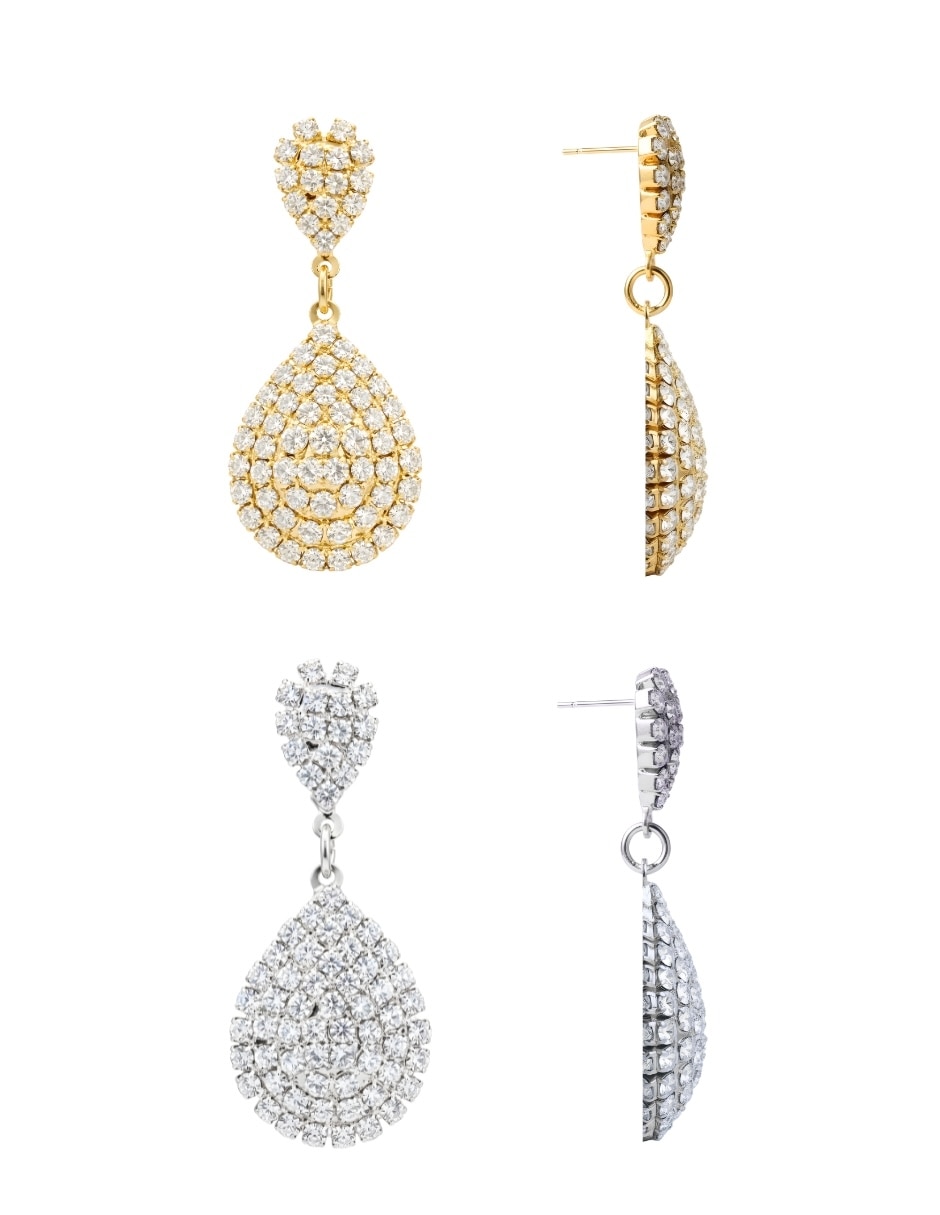 Set aretes de gota con acabado chapa de oro circonita 6
