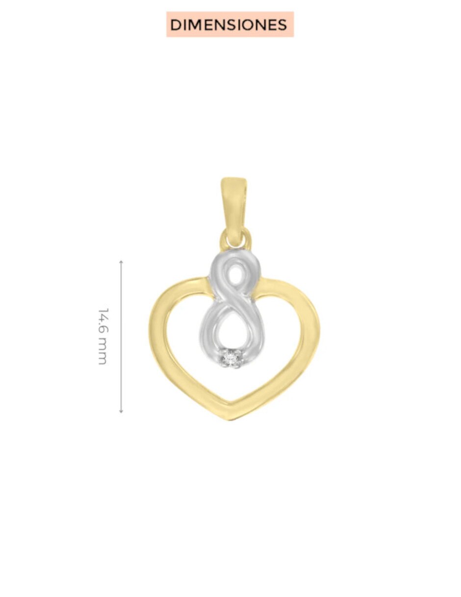 Dije de corazón de oro amarillo 14 K 3