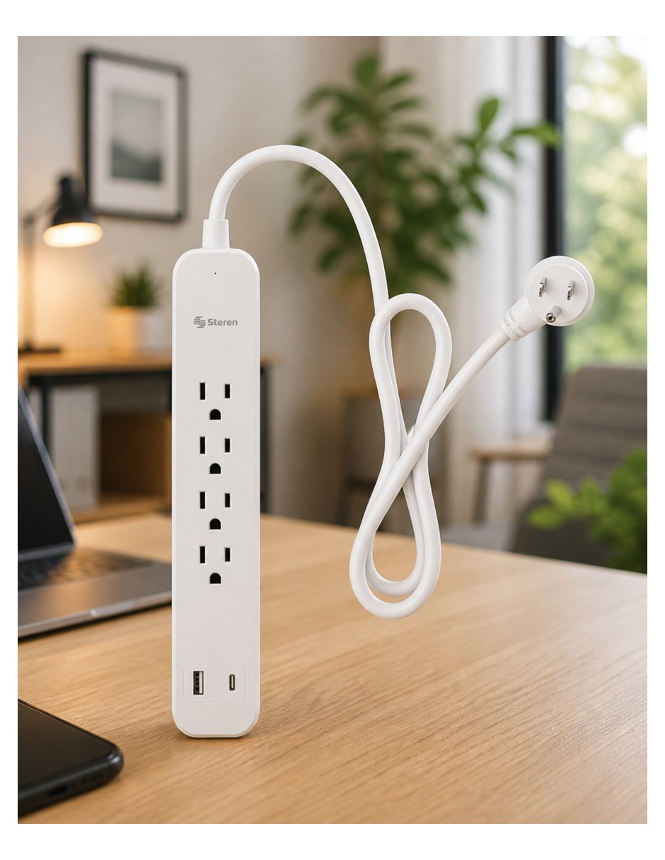 Multicontacto de 4 contactos y 2 puertos USB 3