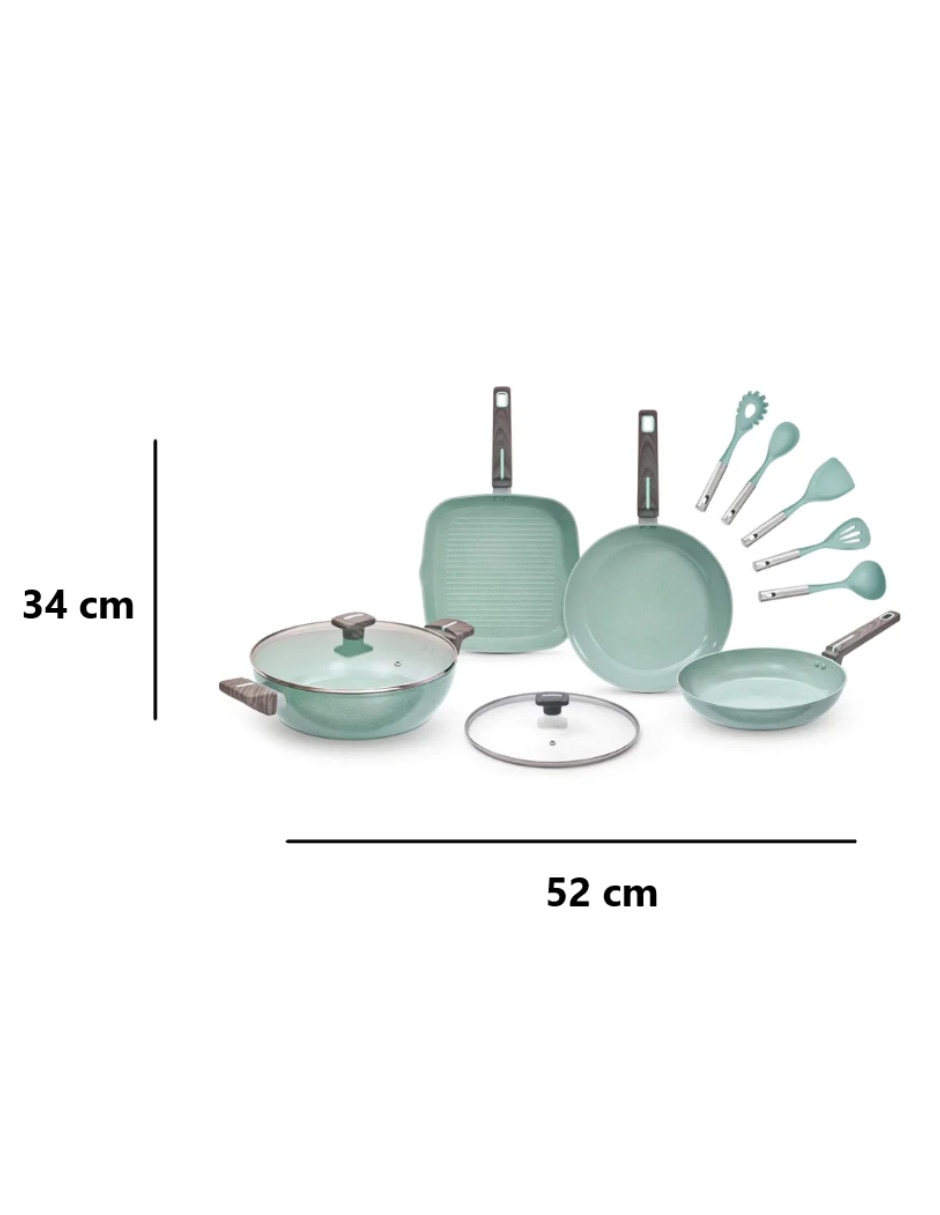 Batería de cocina Jade Cook C0605-00 de aluminio antiadherente10 piezas