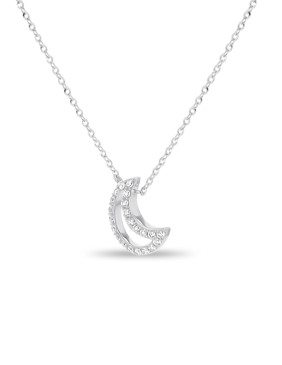 Gargantilla de luna de oro blanco 14 K 4