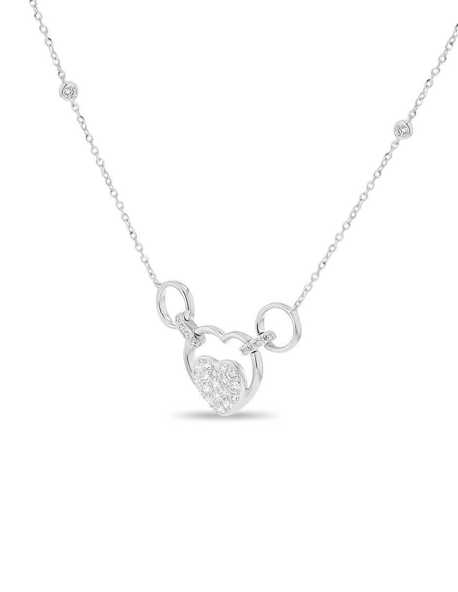 Gargantilla de corazón de oro blanco 14 K 4