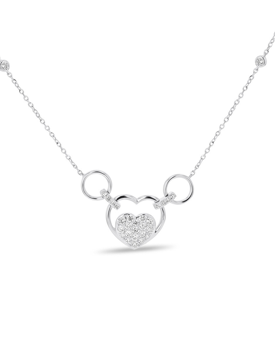 Gargantilla de corazón de oro blanco 14 K Gargantilla de corazón de oro blanco 14 K