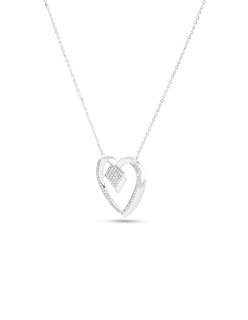 Collar corazón de oro blanco 14 K