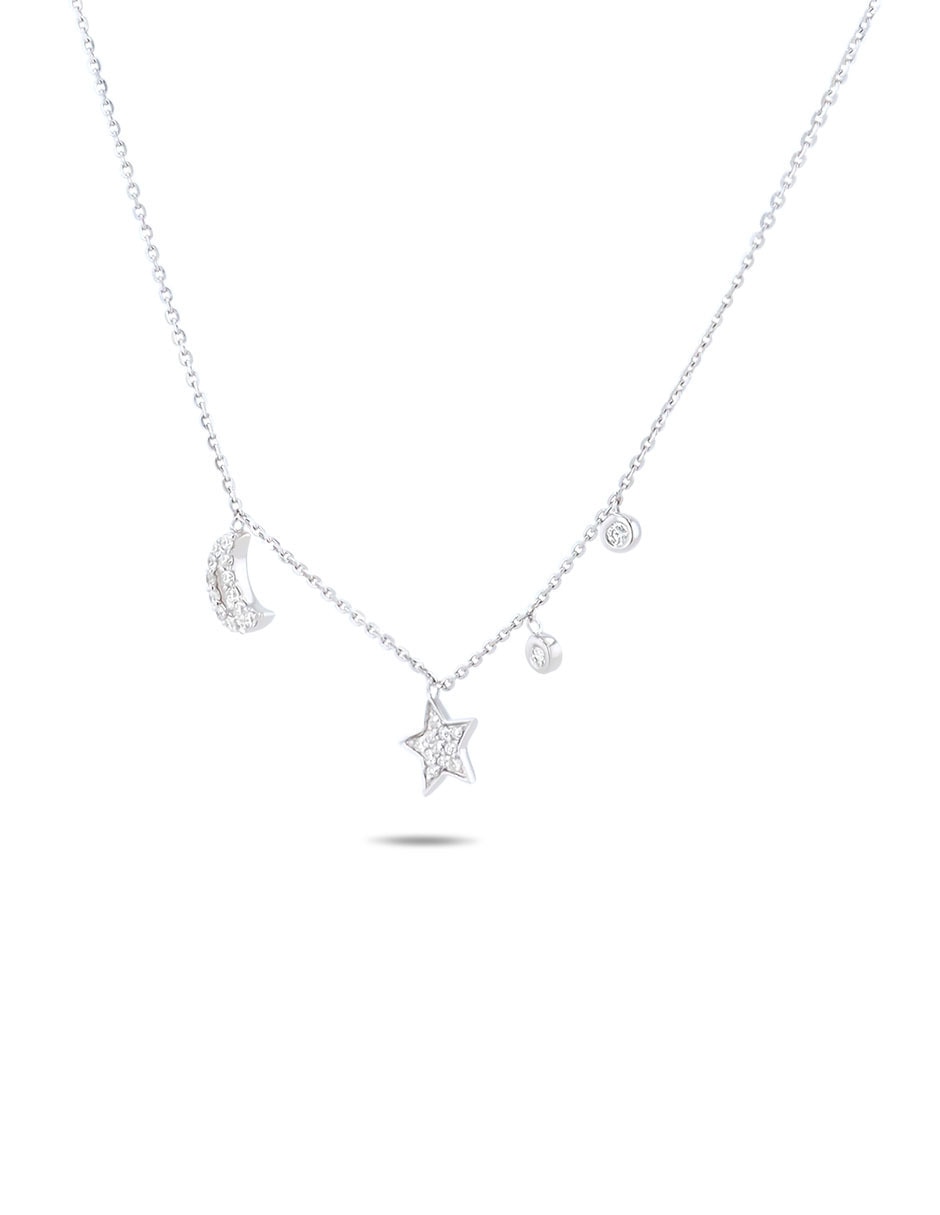 Collar estrella de oro blanco 14 K 3