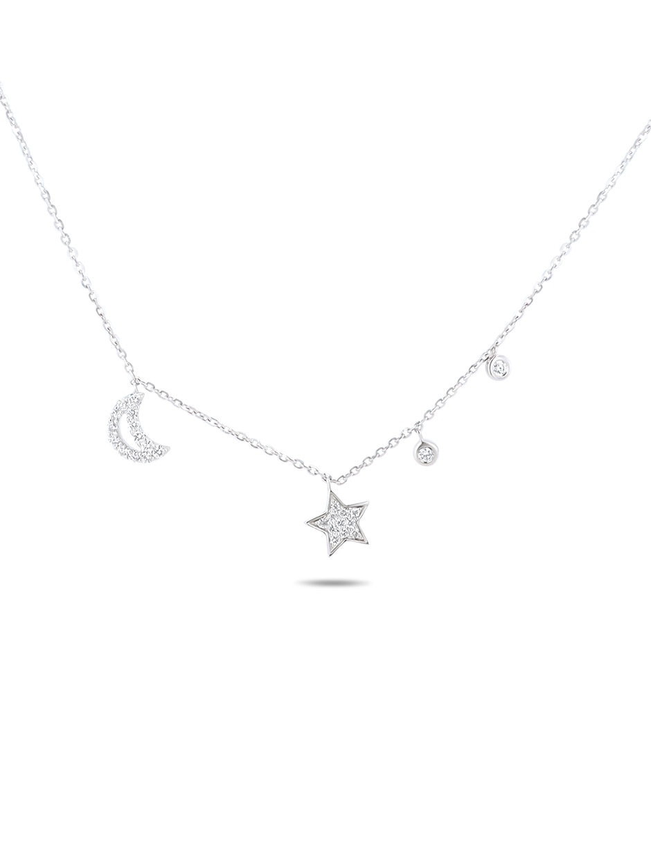 Collar estrella de oro blanco 14 K Collar estrella de oro blanco 14 K