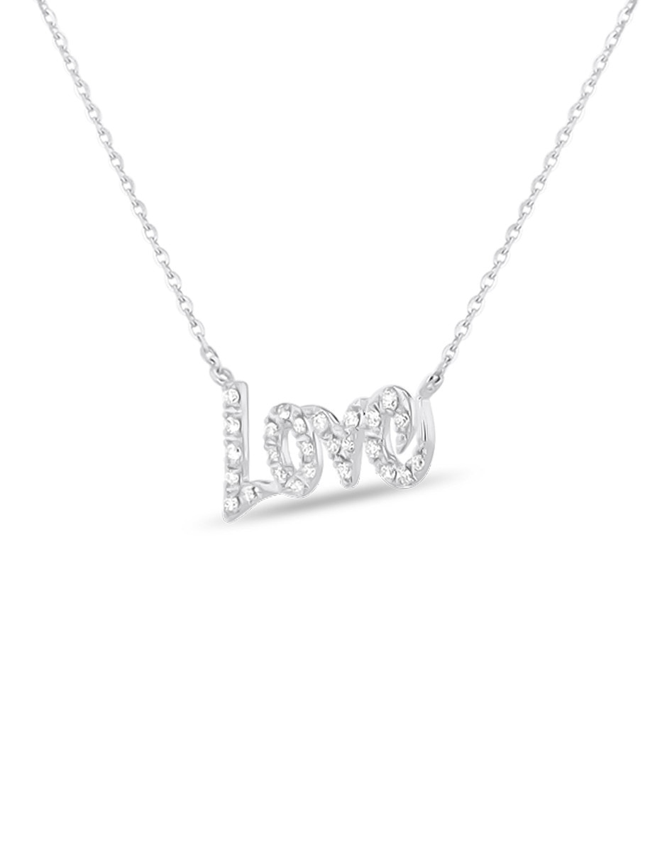 Collar Love de letras Joyerias Bizzarro de oro blanco 14 K