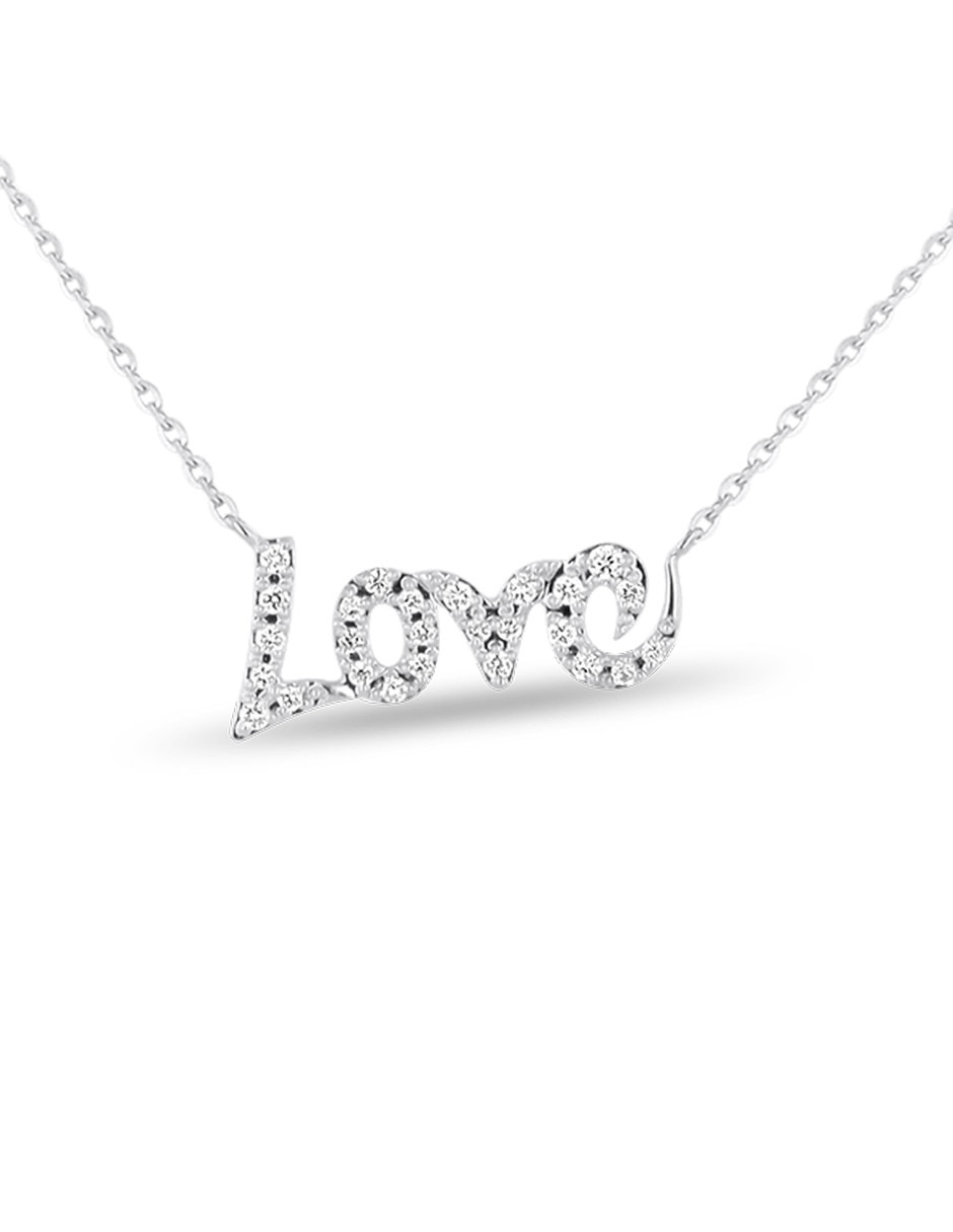 Collar Love de letras Joyerias Bizzarro de oro blanco 14 K