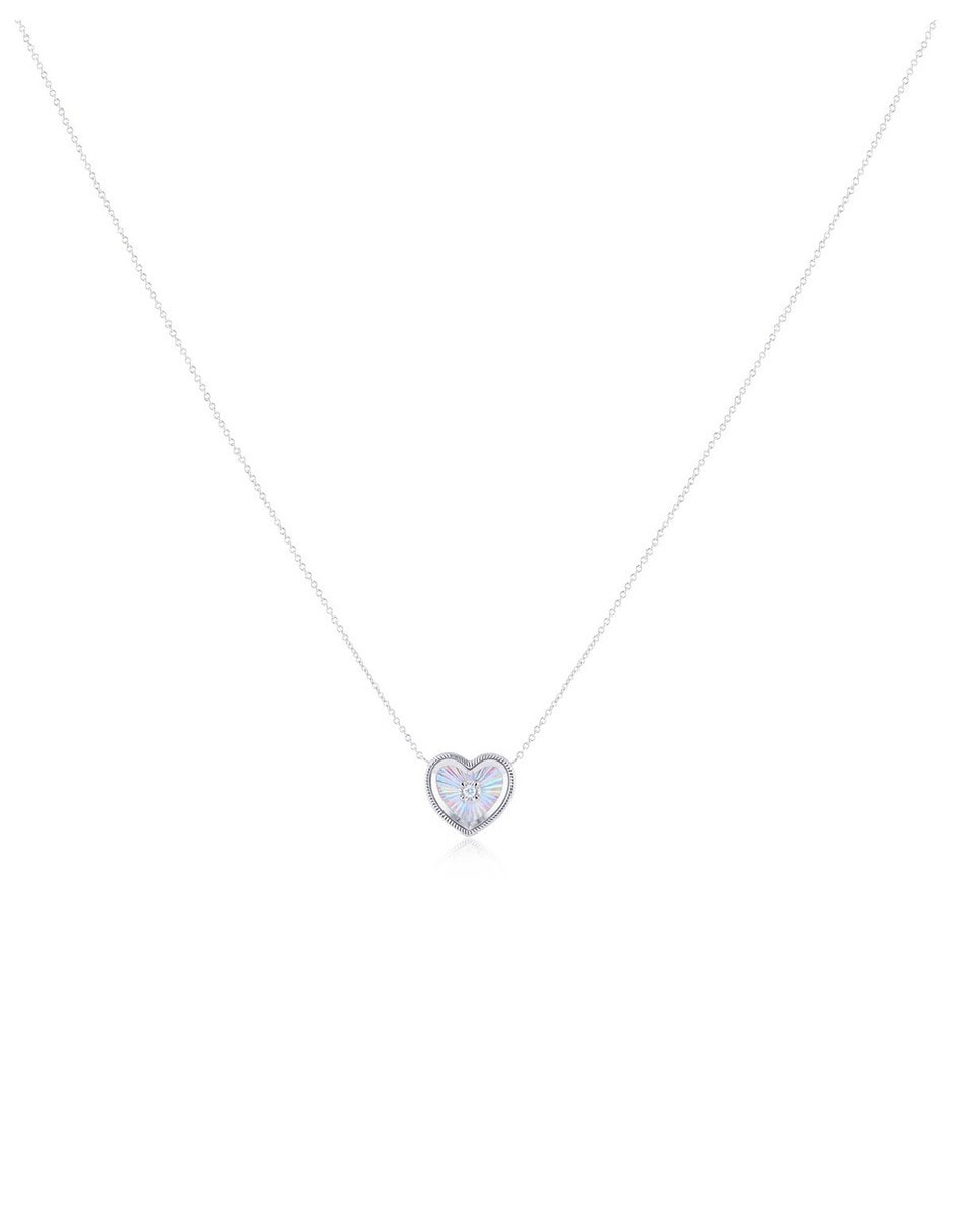 Gargantilla de corazón de oro blanco 14 K Gargantilla de corazón de oro blanco 14 K