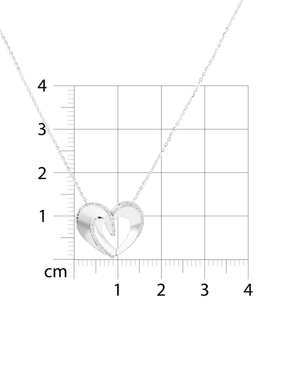 Collar corazón de oro blanco 14 K 2