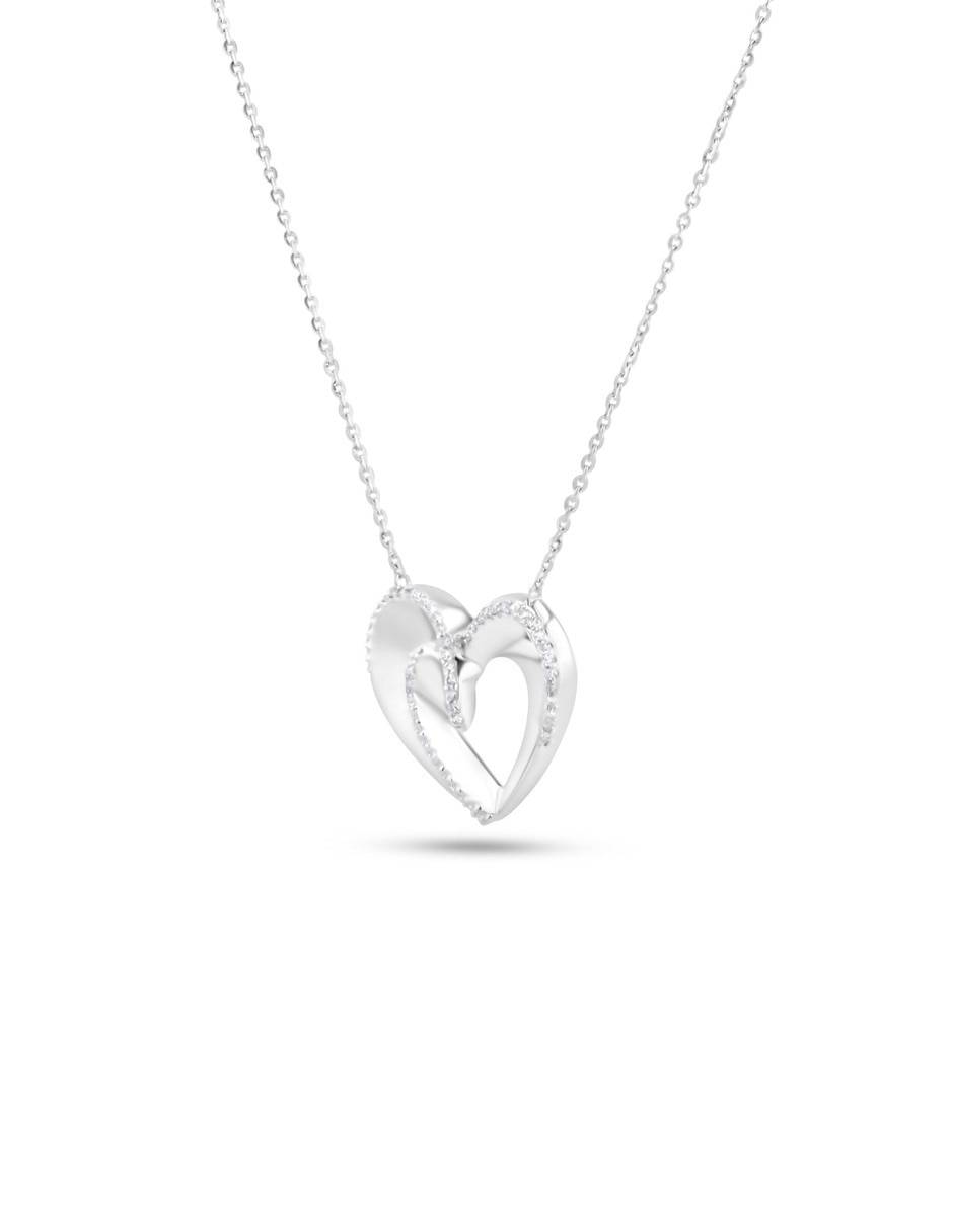 Collar corazón de oro blanco 14 K 5