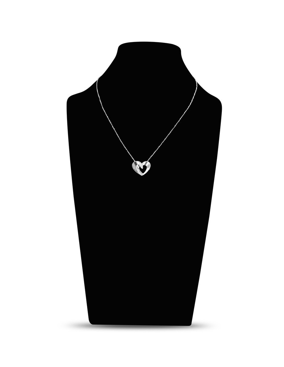 Collar corazón de oro blanco 14 K 4