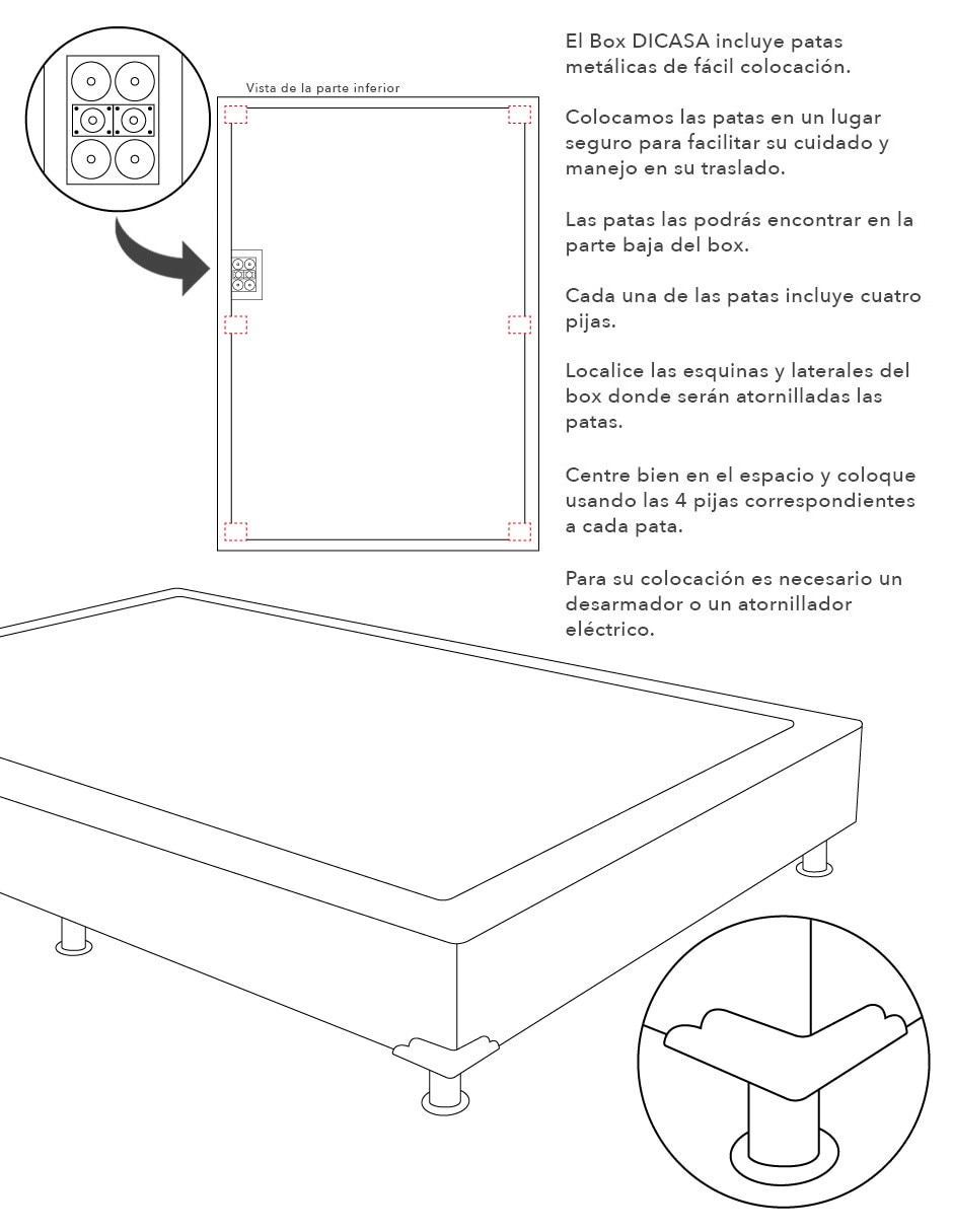 Base para cama armable Box de madera pino 3