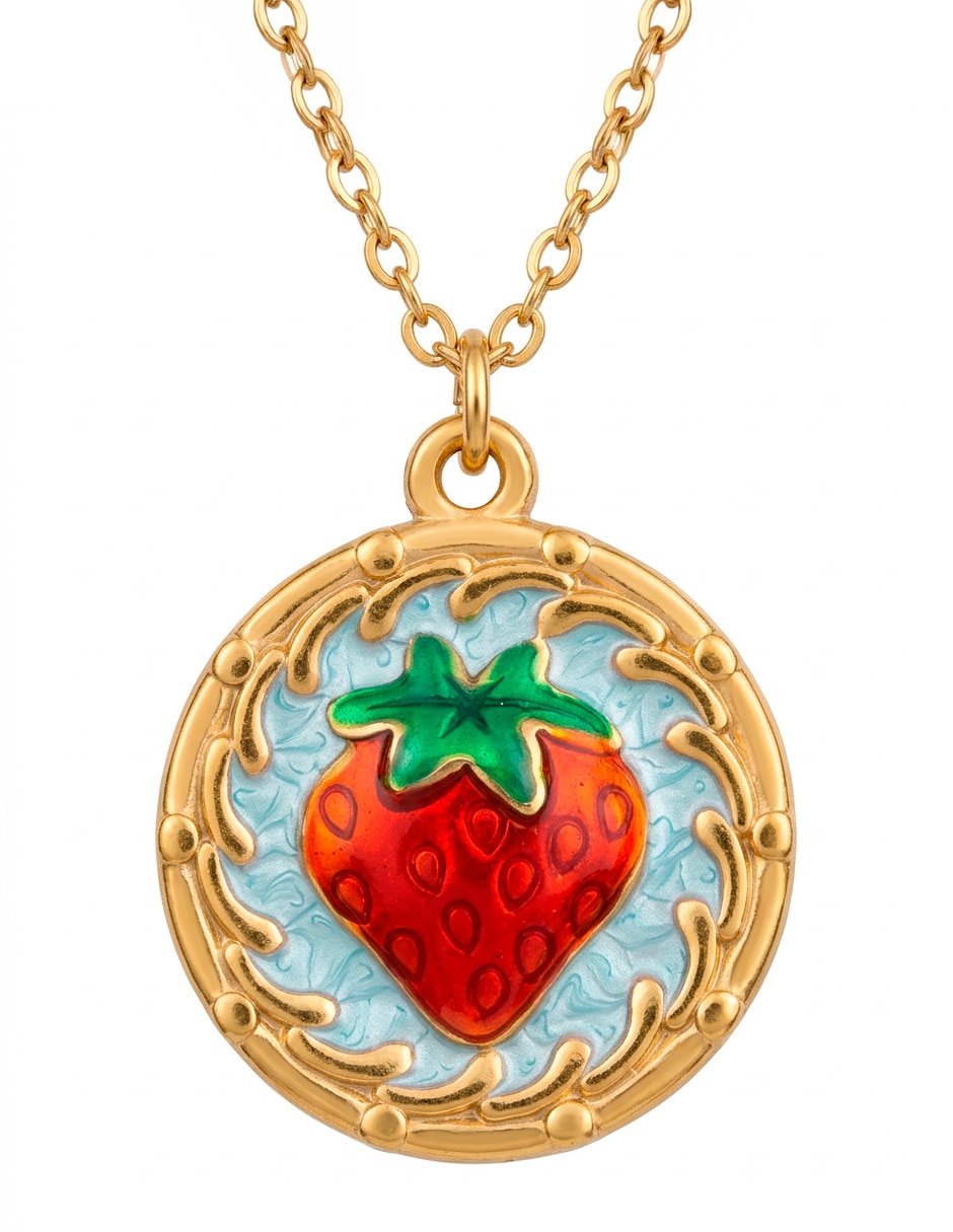 Collar con dije de fresa Ana Maria Mexico Moda en Tendencia