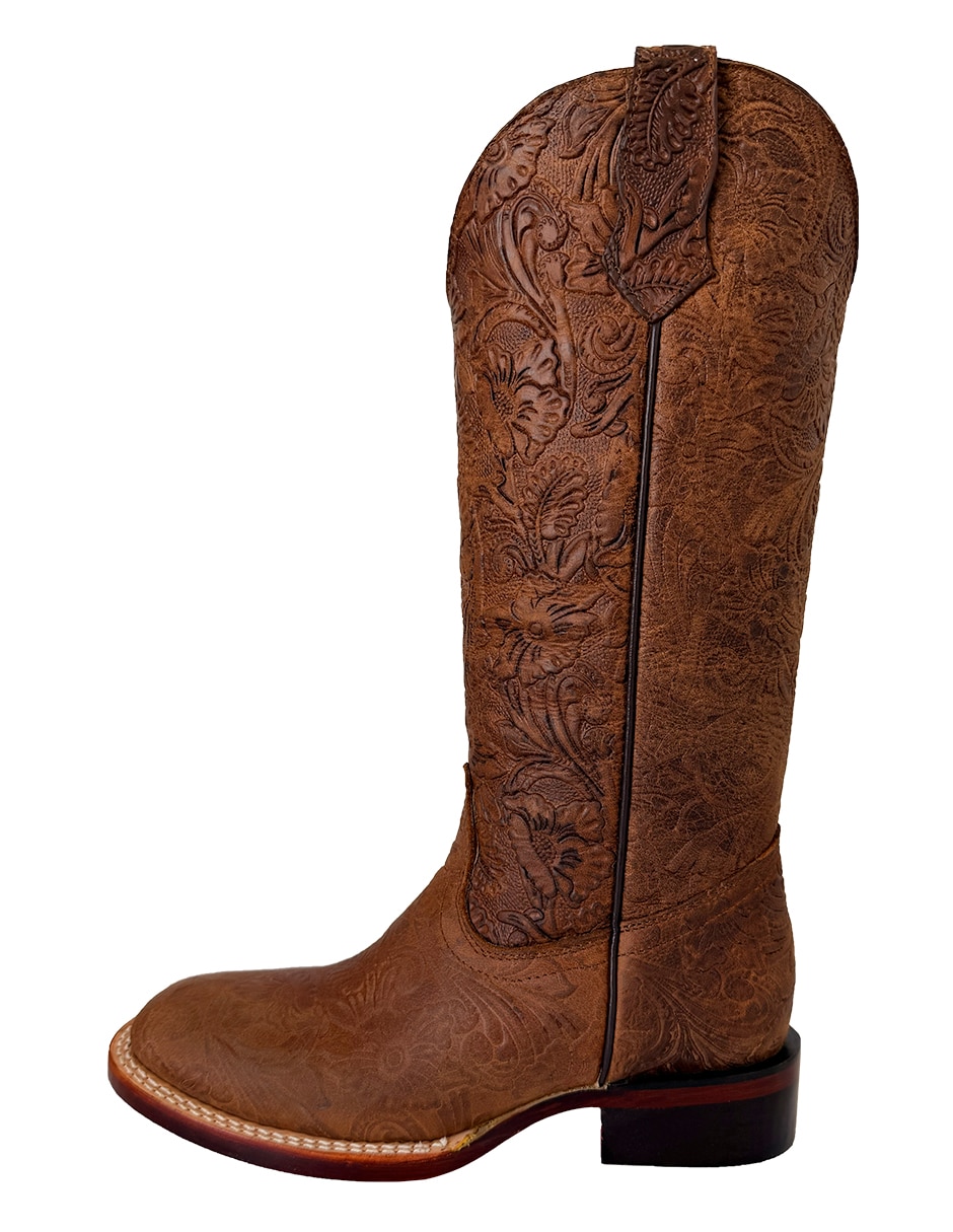 Bota cowboy abajo de la rodilla de piel para mujer