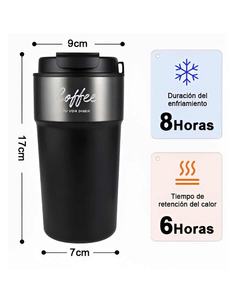 Taza termica con popote Xtellar de Acero inoxidable con tapa a presión 500ml