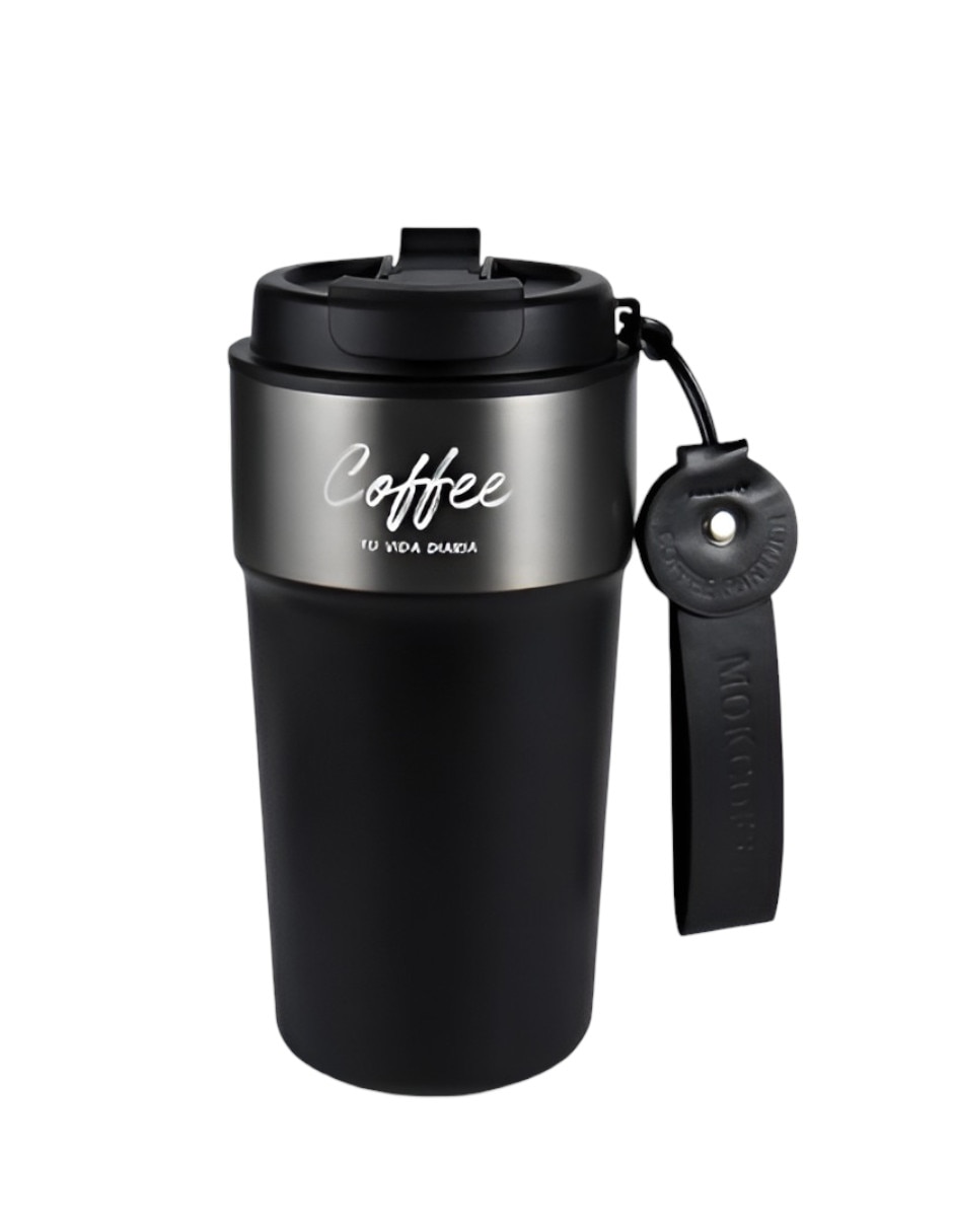 Taza termica con popote de Acero inoxidable con tapa a presión 500ml