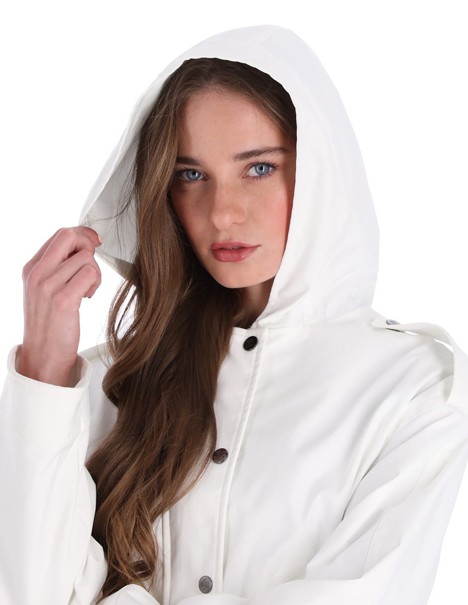 Gabardina impermeable capucha y bolsa para mujer 4