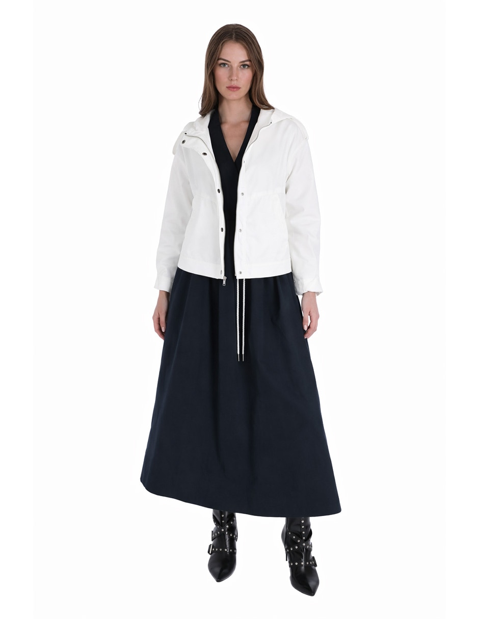 Gabardina impermeable capucha y bolsa para mujer