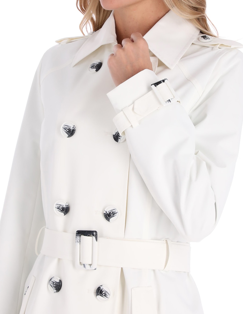 Gabardina impermeable con bolsillos para mujer 4