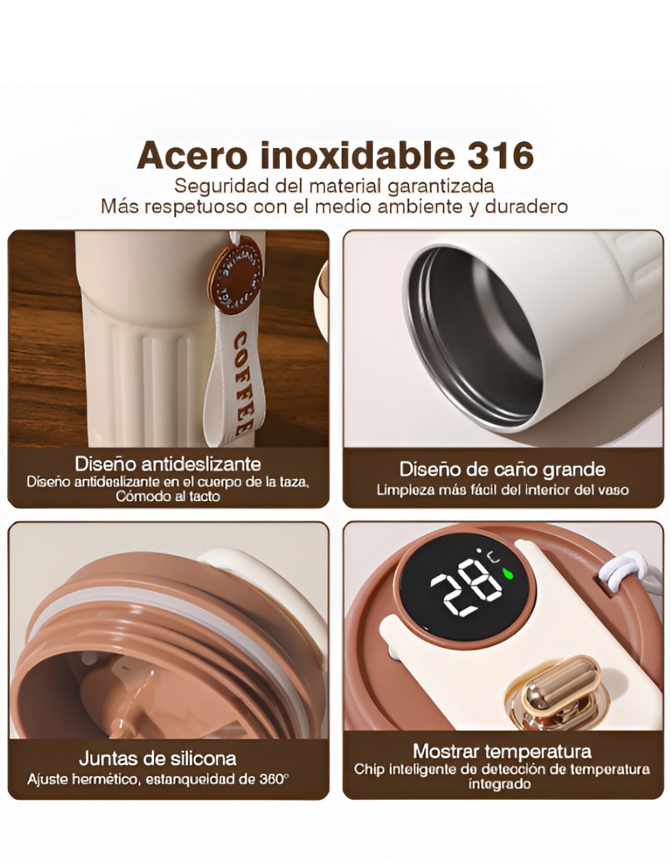 Taza térmica de acero inoxidable con tapa rosca 450 ml 2