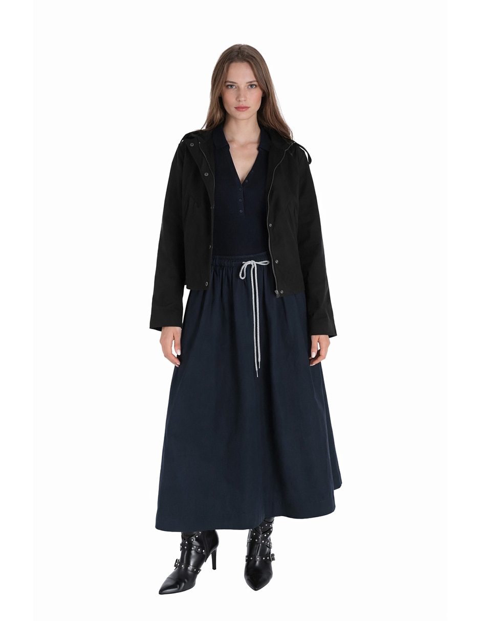 Gabardina impermeable capucha y bolsa Shyla para mujer
