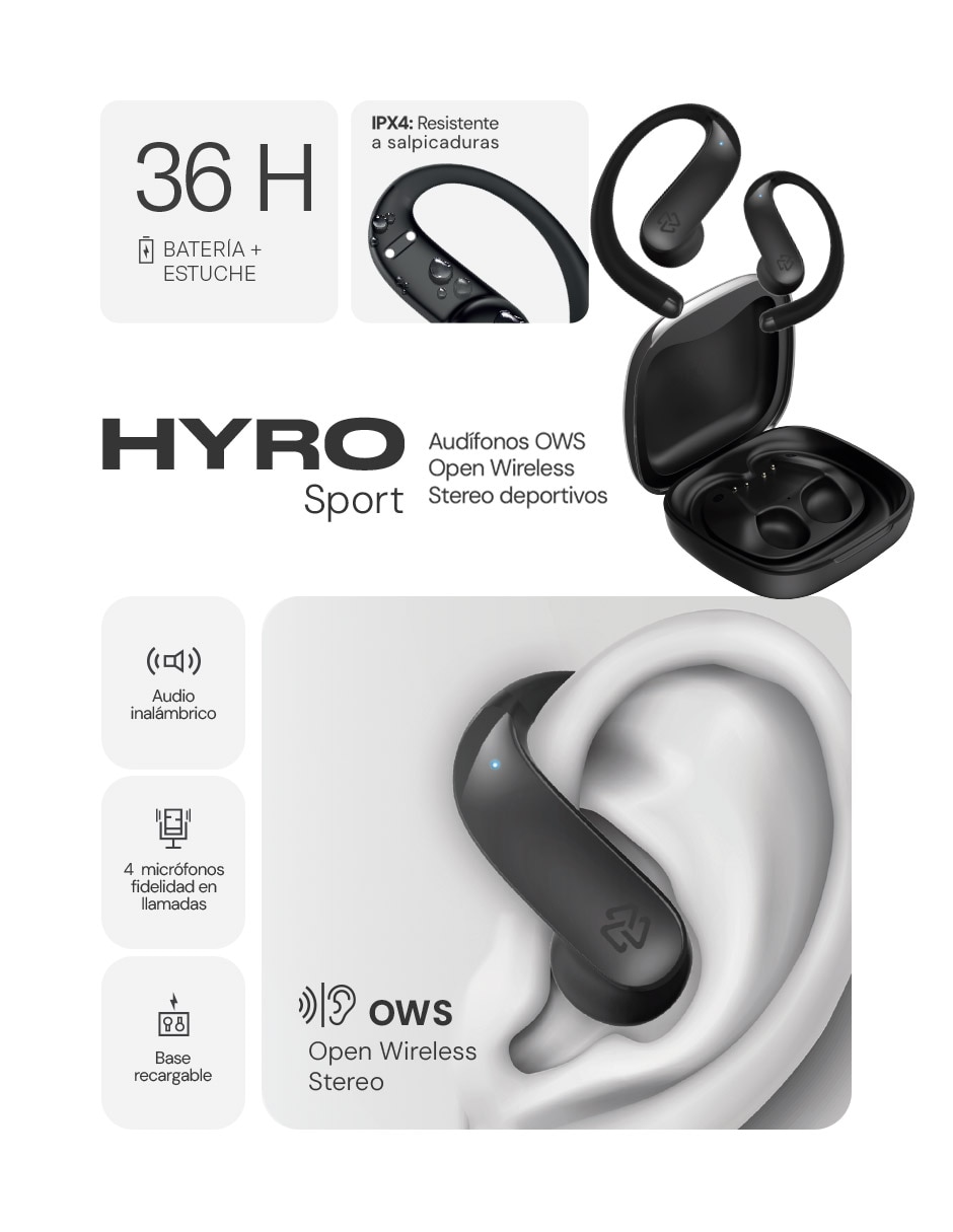 Audífonos In-ear STF Hyro Sport Inalámbricos con reconocimiento de voz