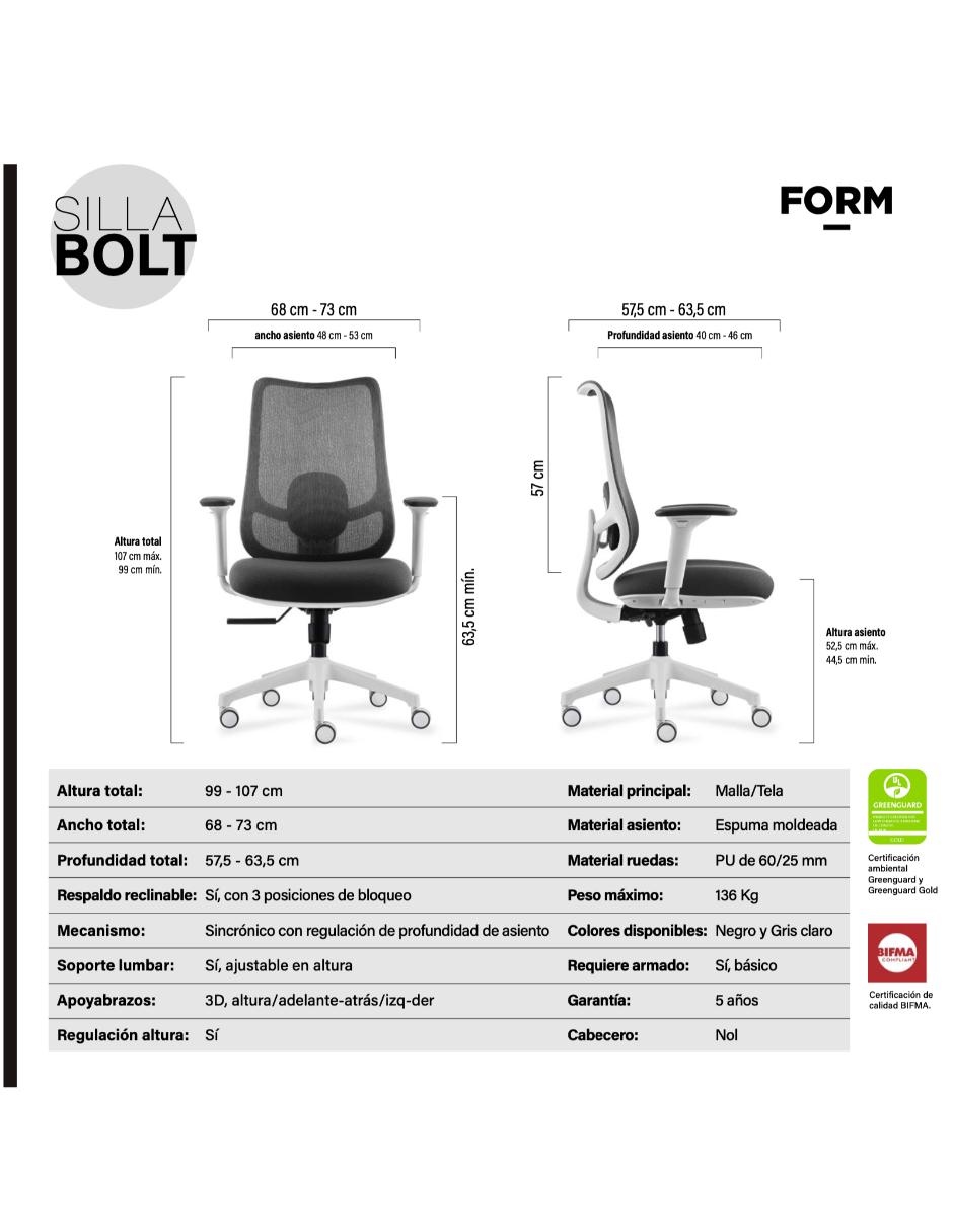 Silla de escritorio Bolt Form Design de poliuretano
