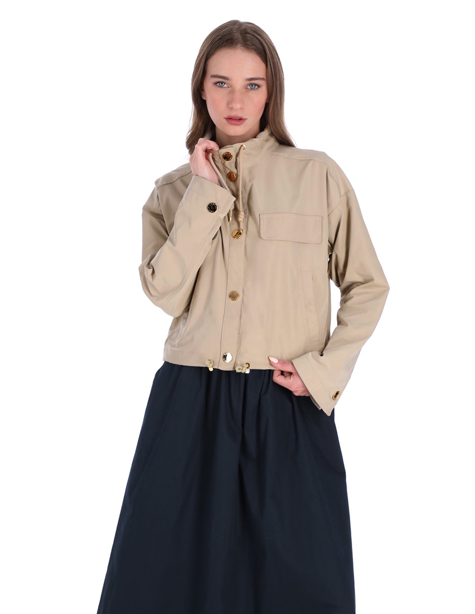 Gabardina resistente al agua con bolsillos para mujer