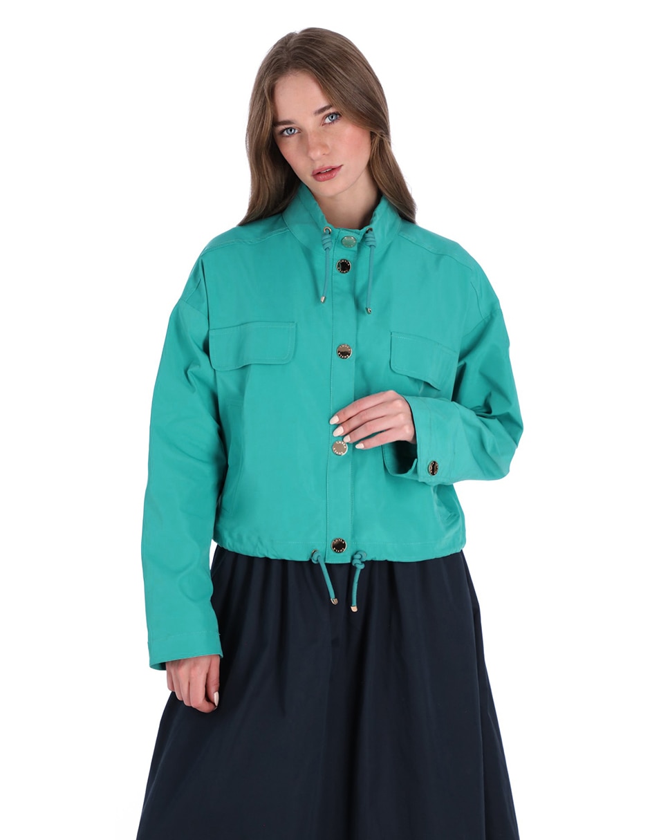Gabardina resistente al agua con bolsillos para mujer 2