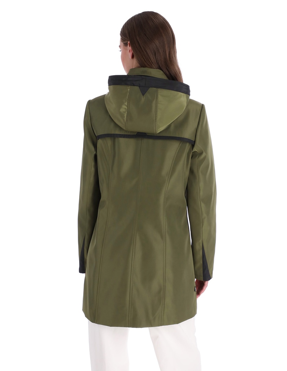 Gabardina resistente al agua capucha y bolsillos para mujer 2