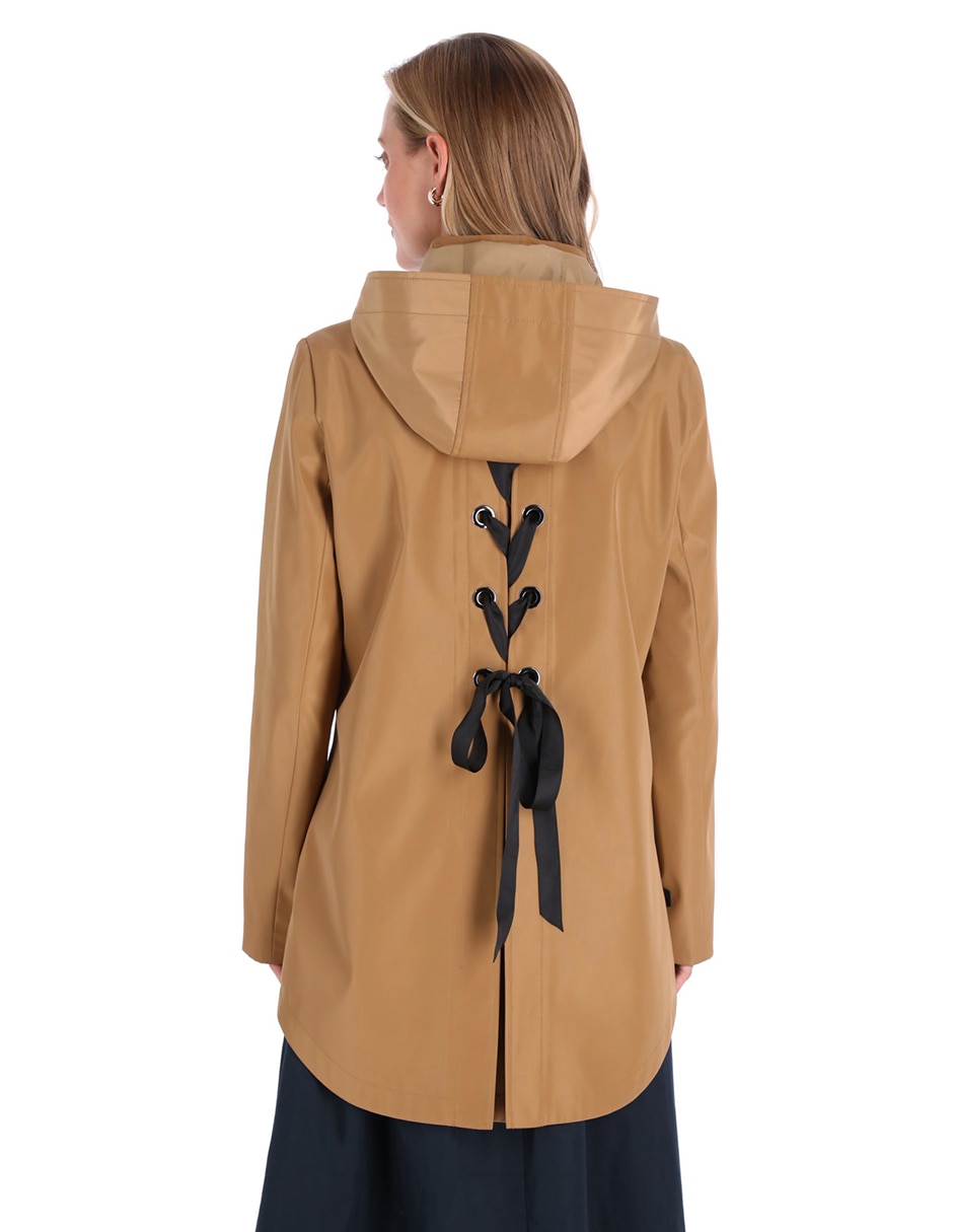 Gabardina resistente al agua capucha y bolsillos Shyla para mujer