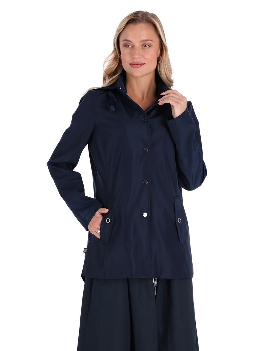 Gabardina resistente al agua capucha y bolsillos Shyla para mujer
