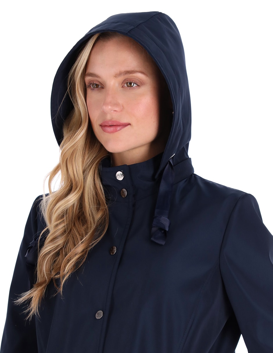 Gabardina resistente al agua capucha y bolsillos Shyla para mujer