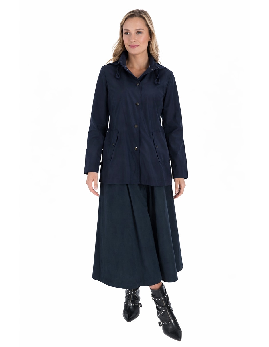 Gabardina resistente al agua capucha y bolsillos Shyla para mujer