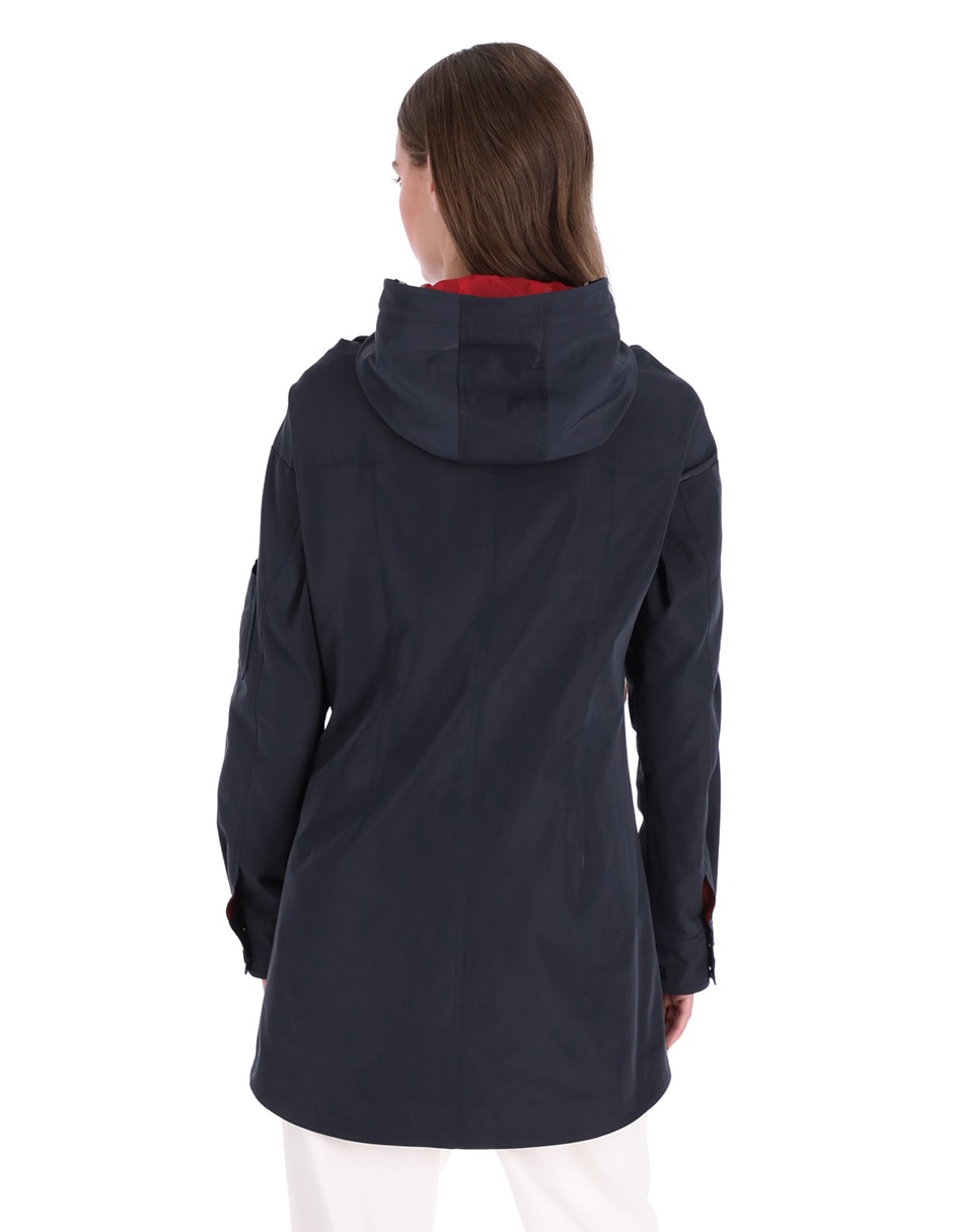 Gabardina resistente al agua capucha y bolsillos Shyla para mujer