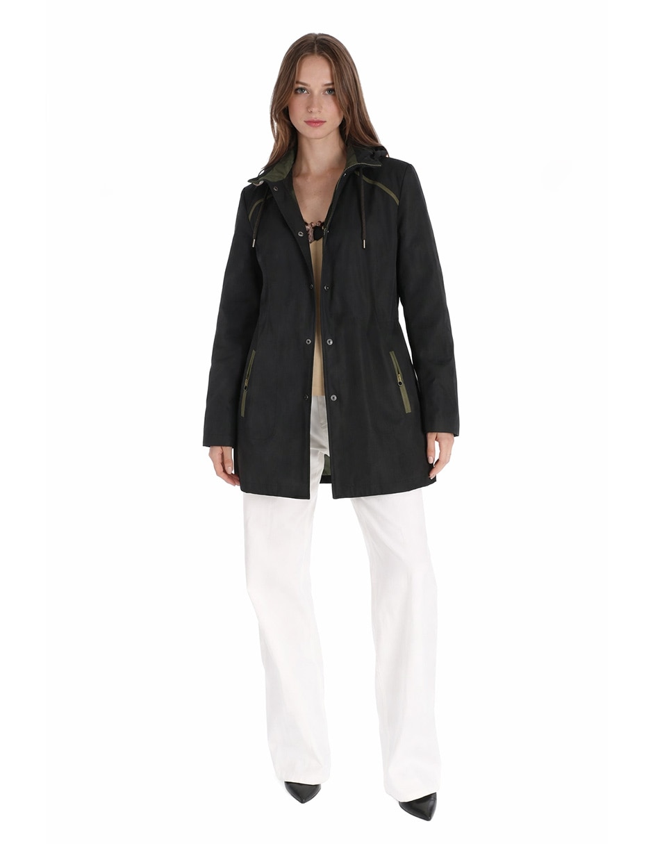 Gabardina resistente al agua capucha y bolsillos para mujer Gabardina resistente al agua capucha y bolsillos para mujer