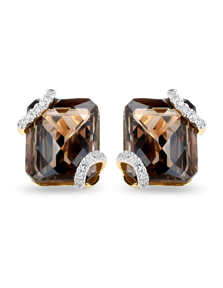 Broqueles rectangulares de oro amarillo 14 K con acabado brillante diamante Broqueles rectangulares de oro amarillo 14 K con acabado brillante diamante