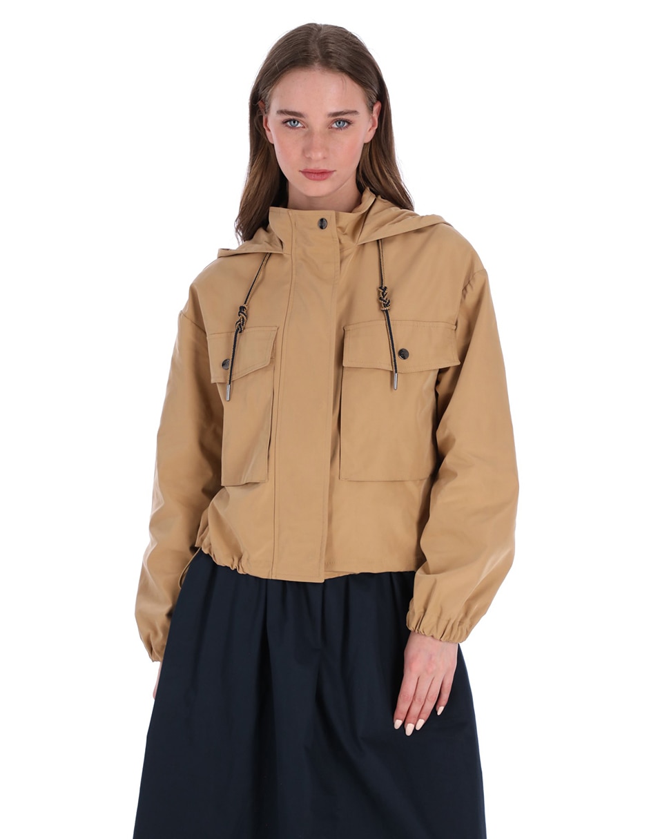 Gabardina resistente al agua capucha y bolsillos Shyla para mujer