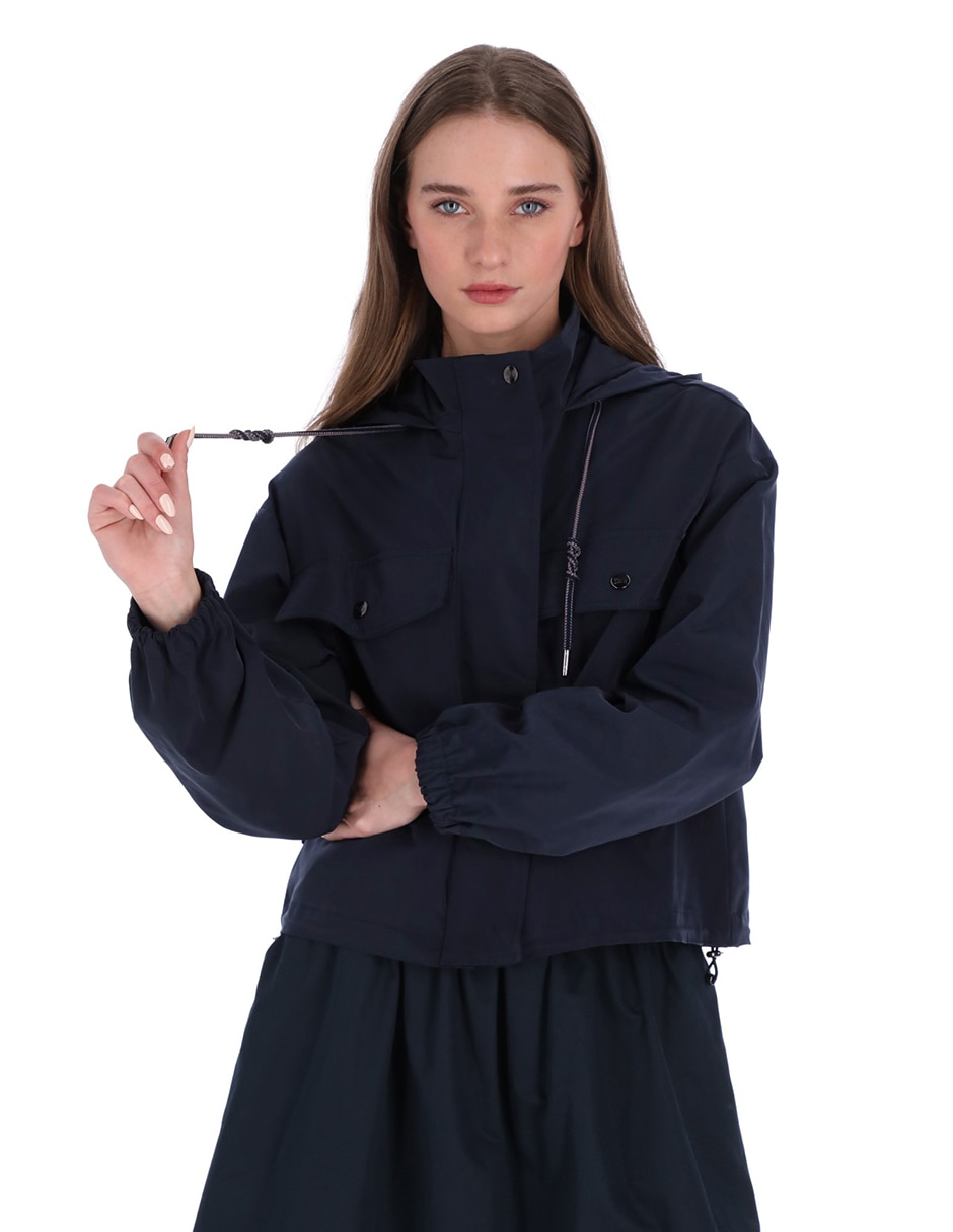 Gabardina resistente al agua capucha y bolsillos para mujer 2
