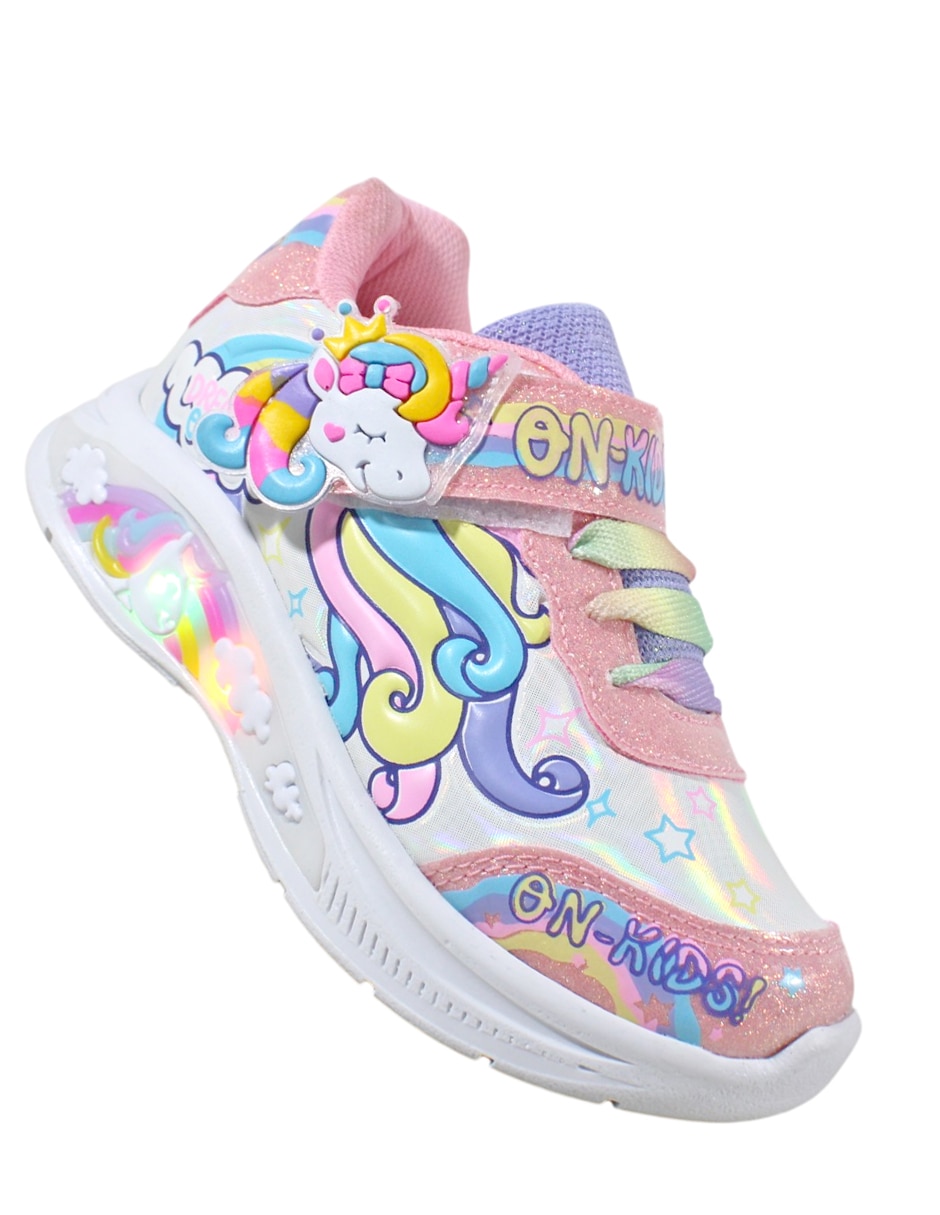 Tenis con luz LED Kuali Shoes para niña Unicornio