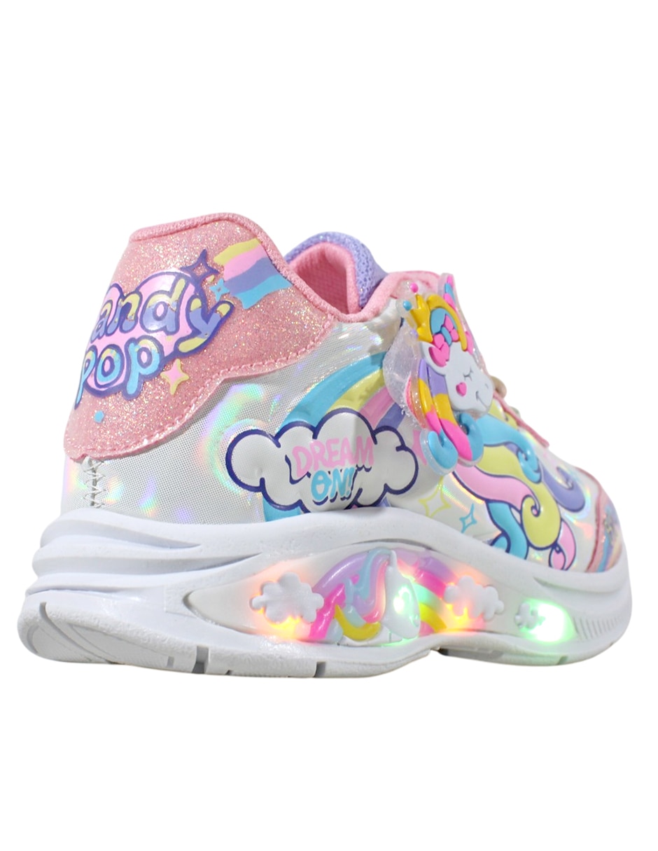 Tenis con luz LED Kuali Shoes para niña Unicornio