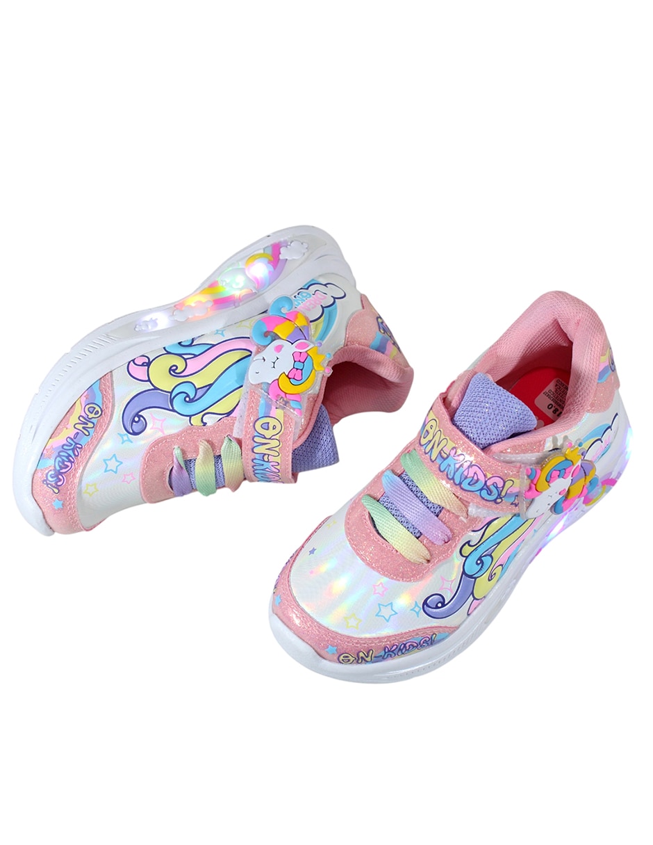 Tenis con luz LED Kuali Shoes para niña Unicornio