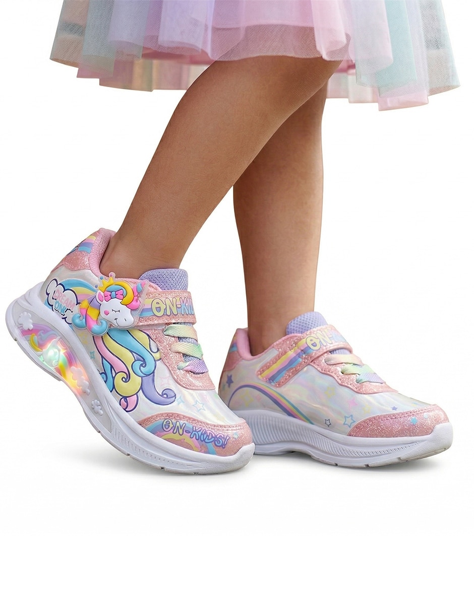 Tenis con luz LED Kuali Shoes para niña Unicornio