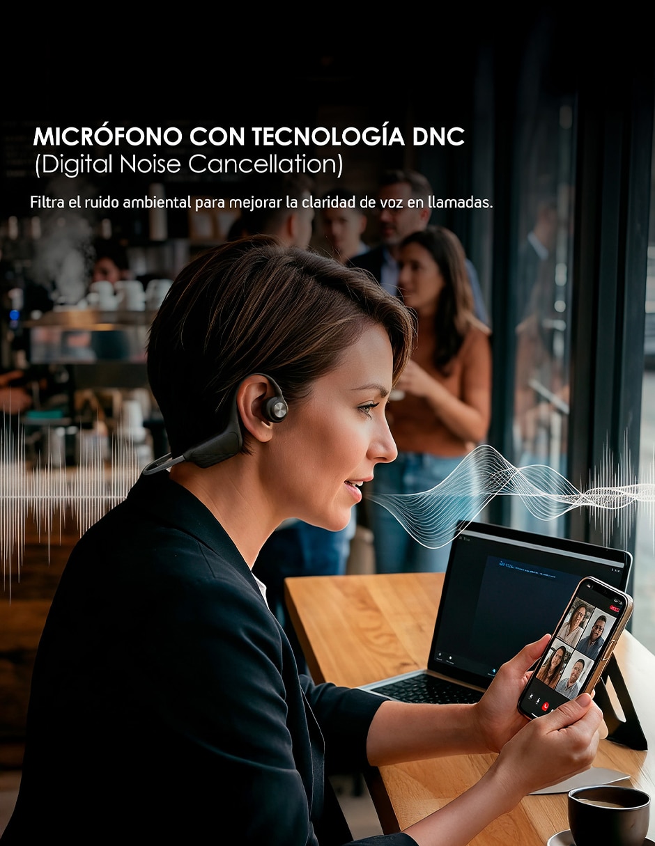 Audífonos on-ear akane conducción open ear inalámbricos con cancelación de ruido