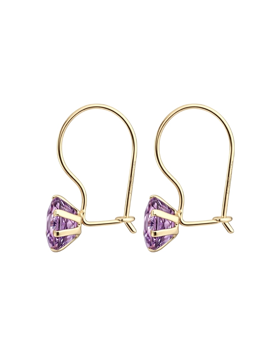 Aretes cortos ovalados Mancini de oro 10 k con acabado brillante zirconia