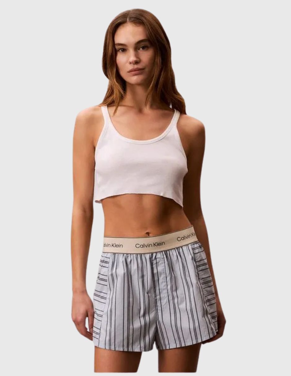 Conjunto short pijama a rayas de algodón para mujer Conjunto short pijama a rayas de algodón para mujer