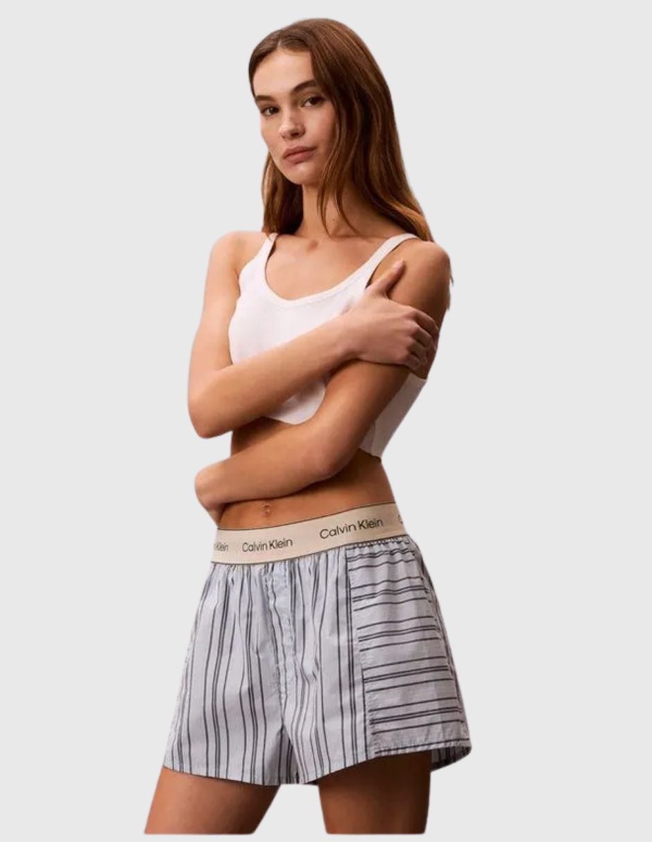 Conjunto short pijama a rayas de algodón para mujer 4